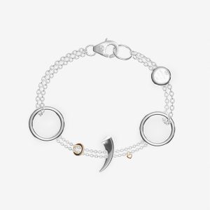 Griffe Charm Diamond Loop armband – silver, 18k guld, diamanter
