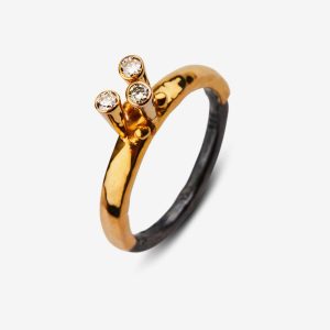 Diana ring – silver och 14k guld, diamanter