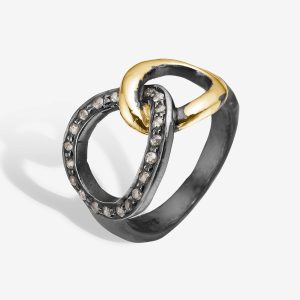 Onassis Duo Grand ring – silver och 18k guld, diamanter