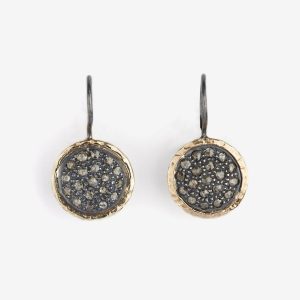 Topka örhängen – 14k guld och silver, diamanter pavé