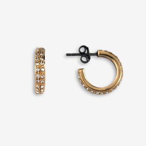 Victoria Pavé creoler small – silver och 14k guld, diamanter
