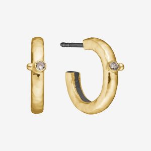 Sarah-1 creoler – 14k guld och silver, diamanter