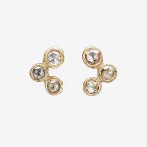 Elisabeth 3-Rose örhängen – 14k guld och silver, diamanter