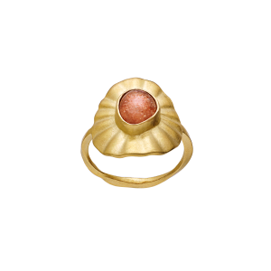 Lotus ring – 18k guldpläterat silver, solsten