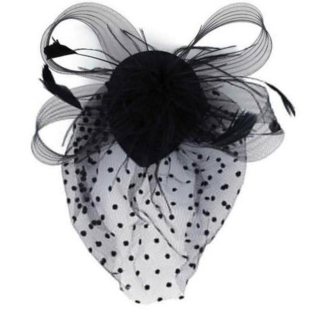 Fascinator i mesh och fjädrar - Bild 2