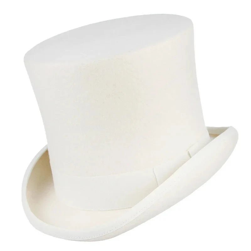 Vit hög hatt